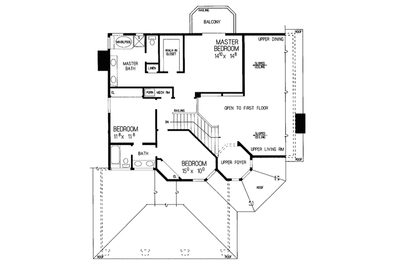 Home Plan - Floor Plan - Upper Floor for Mediterranean House Plan #72-160 - 4 bed, 3 bath