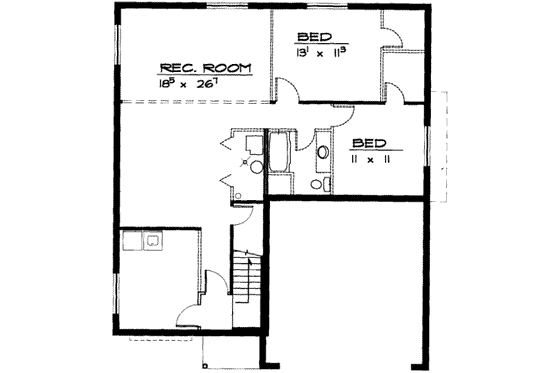 Floor Plan - Lower Floor for Traditional House Plan #308-137 - 4 bed, 3 bath