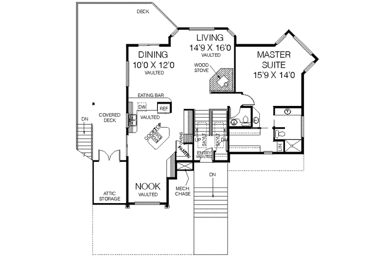 Home Plan - Floor Plan - Upper Floor for Bungalow House Plan #60-383 - 3 bed, 2 bath