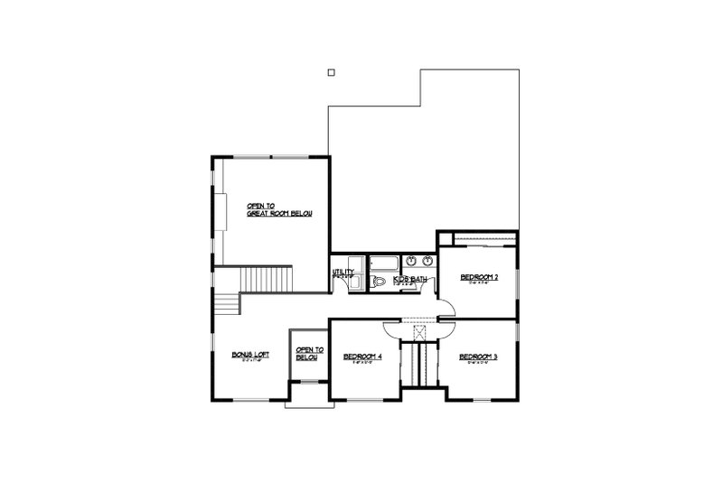 House Blueprint - Floor Plan - Upper Floor for Farmhouse House Plan #569-50 - 4 bed, 2.5 bath