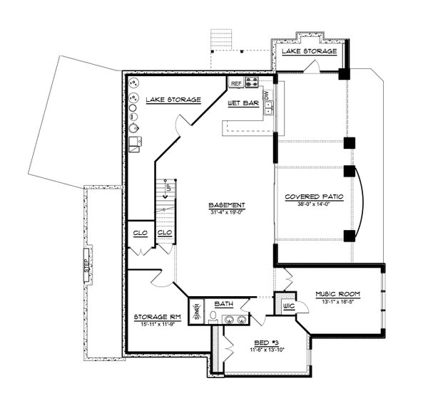 Home Plan - Cottage Floor Plan - Lower Floor Plan #1064-186