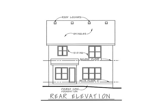 Exterior - Rear Elevation for Craftsman House Plan #20-1694 - 4 bed, 3 bath