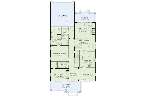 Floor Plan - Main Floor for Bungalow House Plan #17-2408 - 3 bed, 3 bath