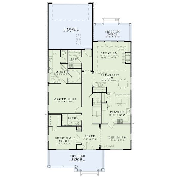 Bungalow Floor Plan - Main Floor Plan #17-2408