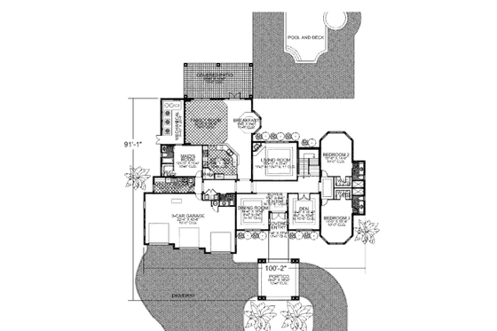 Floor Plan - Main Floor for Mediterranean House Plan #420-245 - 4 bed, 5 bath