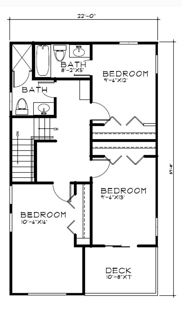 Traditional Floor Plan - Upper Floor Plan #515-22