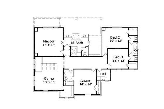 Floor Plan - Upper Floor for Colonial House Plan #411-654 - 4 bed, 3.5 bath