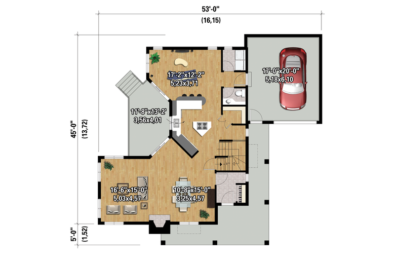Dream House Plan - Floor Plan - Main Floor 1 for Cottage House Plan #25-4485 - 4 bed, 2 bath