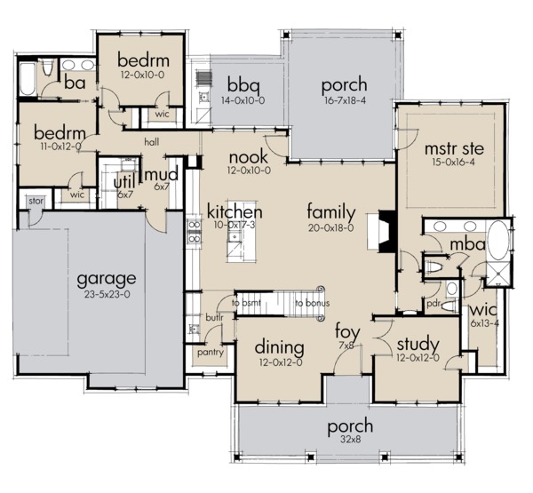 Dream House Plan - Farmhouse Floor Plan - Main Floor Plan #120-256