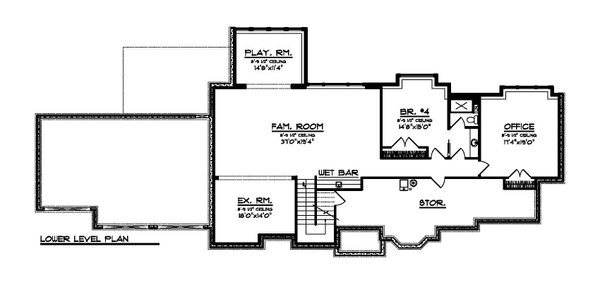 House Blueprint - Farmhouse Floor Plan - Lower Floor Plan #70-1549