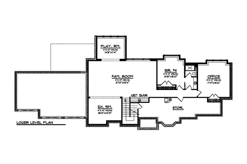 Home Plan - Floor Plan - Lower Floor for Farmhouse House Plan #70-1549 - 4 bed, 3 bath