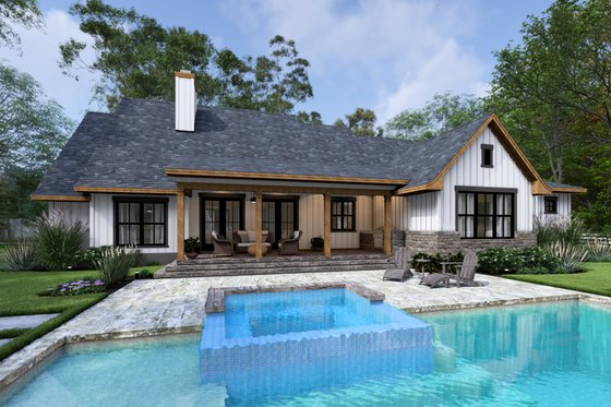 Exterior - Rear Elevation for Cottage House Plan #120-285 - 3 bed, 2.5 bath