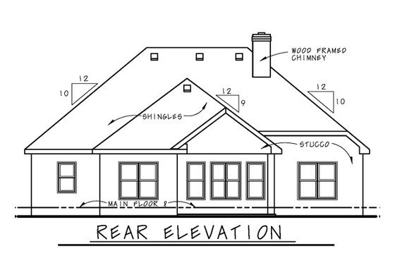 Exterior - Rear Elevation 1 for European House Plan #20-1396 - 2 bed, 2 bath