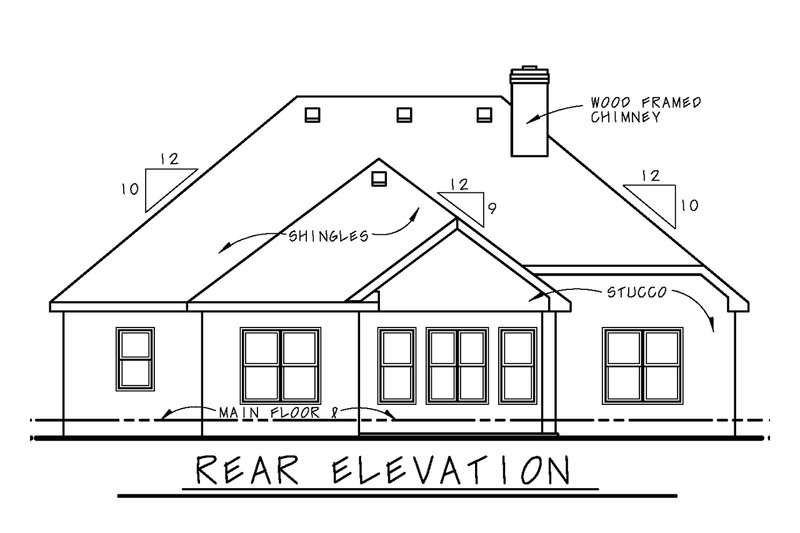 Architectural House Design - Exterior - Rear Elevation 1 for European House Plan #20-1396 - 2 bed, 2 bath
