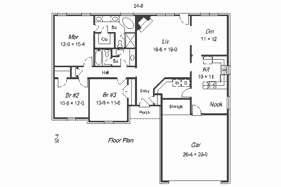 Floor Plan - Main Floor for European House Plan #329-206 - 3 bed, 2 bath