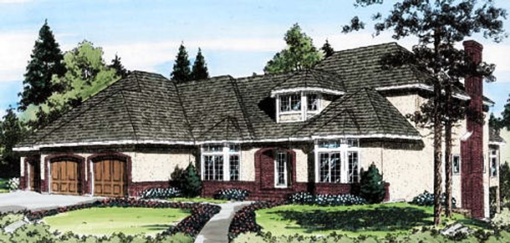 Exterior - Front Elevation 2 for European House Plan #312-142 - 4 bed, 3 bath