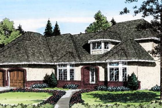 Exterior - Front Elevation for European House Plan #312-142 - 4 bed, 3 bath