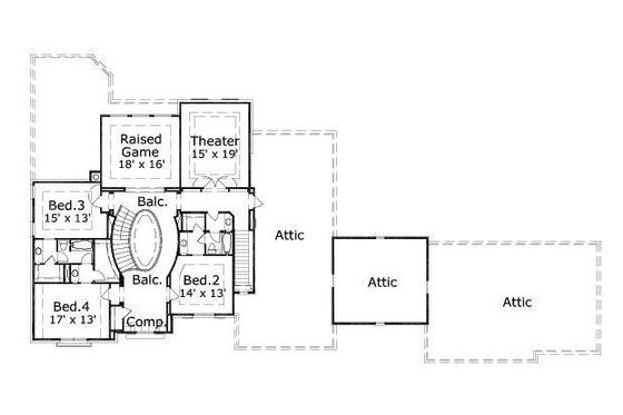 Floor Plan - Upper Floor for European House Plan #411-471 - 4 bed, 3.5 bath