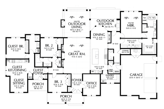 Floor Plan - Main Floor for Country House Plan #48-1175 - 4 bed, 3.5 bath