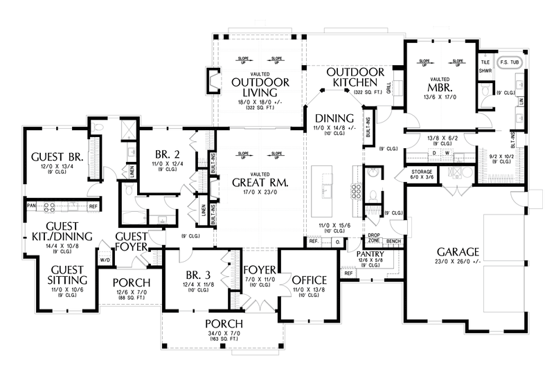 Architectural House Design - Floor Plan - Main Floor for Country House Plan #48-1175 - 4 bed, 3.5 bath