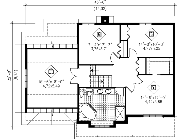 Farmhouse Floor Plan - Upper Floor Plan #25-4149