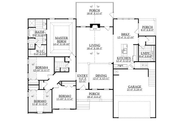 House Plan Design - Ranch Floor Plan - Main Floor Plan #1071-3