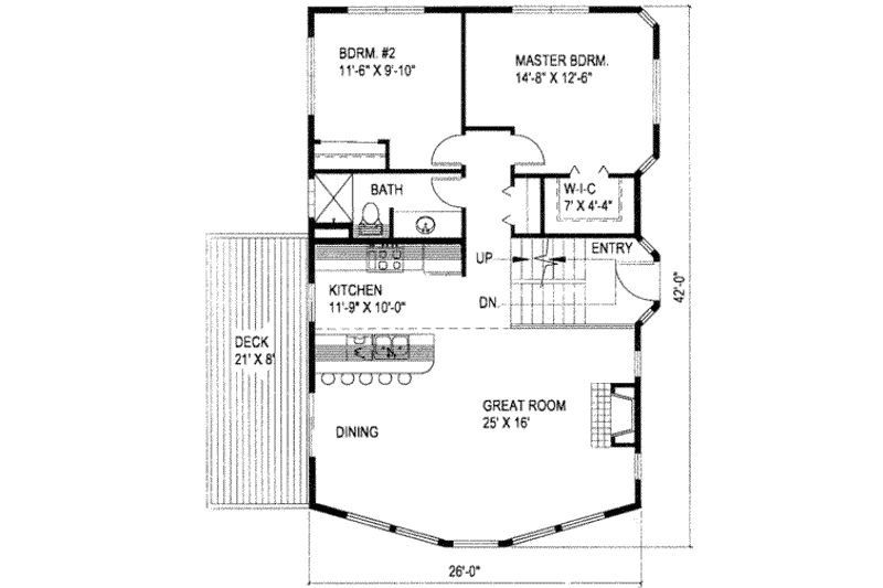 Dream House Plan - Floor Plan - Main Floor for Modern House Plan #117-200 - 3 bed, 2 bath