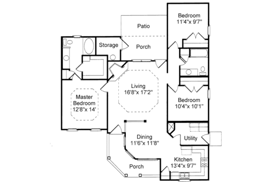 Floor Plan - Main Floor for Traditional House Plan #37-134 - 3 bed, 2 bath