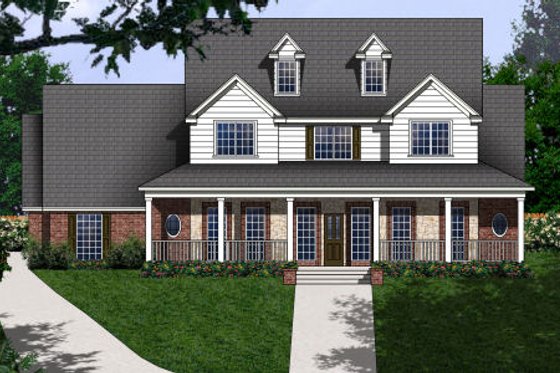 Exterior - Front Elevation for Country House Plan #62-133 - 5 bed, 4 bath