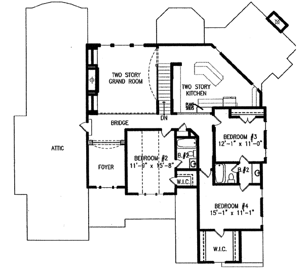 European Floor Plan - Upper Floor Plan #54-160