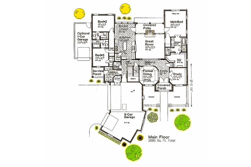 Home Plan - Floor Plan - Main Floor for European House Plan #310-660 - 3 bed, 2.5 bath
