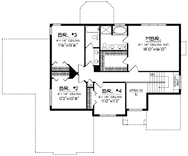 Home Plan - Traditional Floor Plan - Upper Floor Plan #70-628