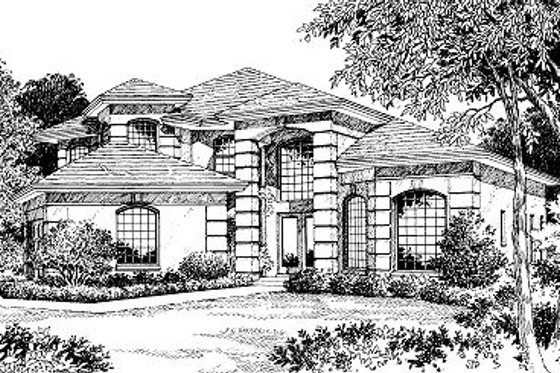 Exterior - Front Elevation for European House Plan #417-336 - 3 bed, 2.5 bath