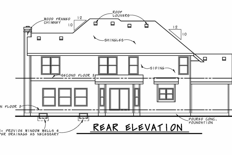 Architectural House Design - Exterior - Rear Elevation for Craftsman House Plan #20-2366 - 3 bed, 2.5 bath