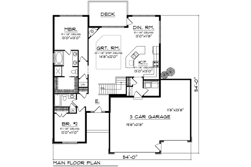 Architectural House Design - Floor Plan - Main Floor for Modern House Plan #70-1538 - 4 bed, 3 bath