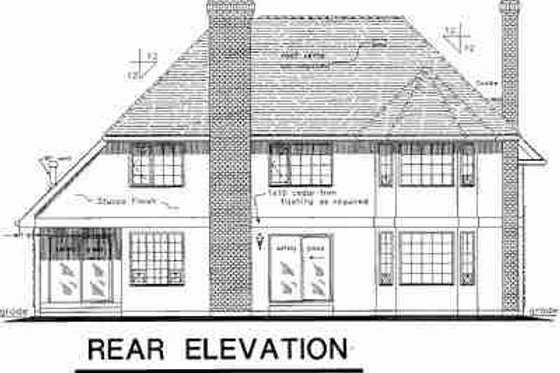 Exterior - Rear Elevation for European House Plan #18-8968 - 3 bed, 2.5 bath