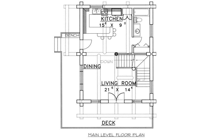 Dream House Plan - Floor Plan - Main Floor for Log House Plan #117-107 - 3 bed, 3 bath