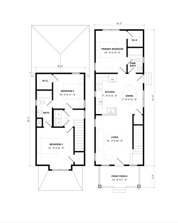 House Design - Floor Plan - Main Floor for Prairie House Plan #936-36 - 3 bed, 2 bath