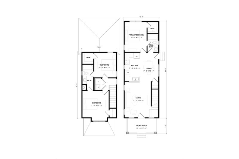 House Design - Floor Plan - Main Floor for Prairie House Plan #936-36 - 3 bed, 2 bath