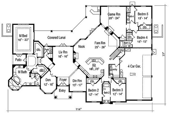 Floor Plan - Main Floor for European House Plan #417-435 - 5 bed, 4.5 bath