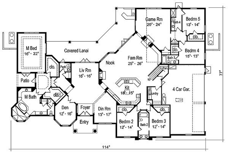 House Design - Floor Plan - Main Floor for European House Plan #417-435 - 5 bed, 4.5 bath