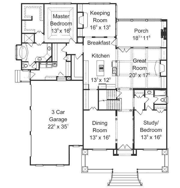 Architectural House Design - European Floor Plan - Main Floor Plan #429-42