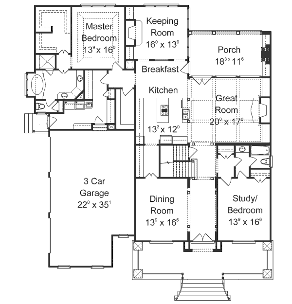 Home Plan - European Floor Plan - Main Floor Plan #429-42