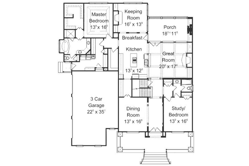 Dream House Plan - Floor Plan - Main Floor for European House Plan #429-42 - 5 bed, 4 bath