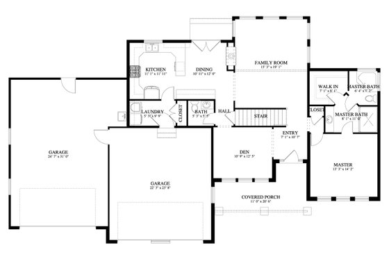 Floor Plan - Main Floor for Traditional House Plan #1060-62 - 3 bed, 2.5 bath