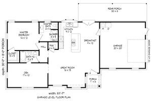 Floor Plan - Main Floor for Traditional House Plan #932-306 - 1 bed, 2 bath