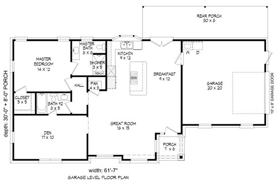 Floor Plan - Main Floor for Traditional House Plan #932-306 - 1 bed, 2 bath
