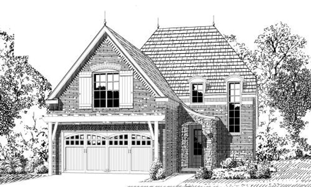 Exterior - Front Elevation 2 for European House Plan #424-138 - 3 bed, 2.5 bath