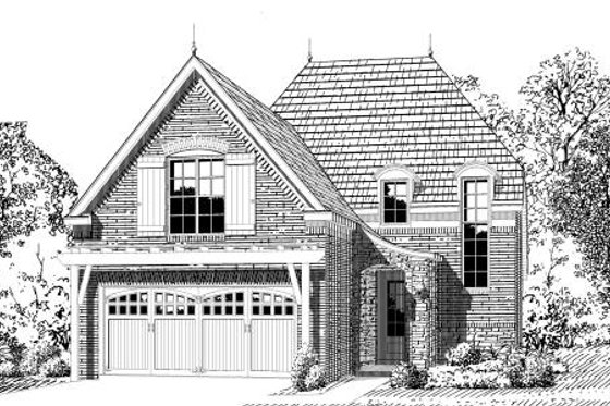 Exterior - Front Elevation for European House Plan #424-138 - 3 bed, 2.5 bath