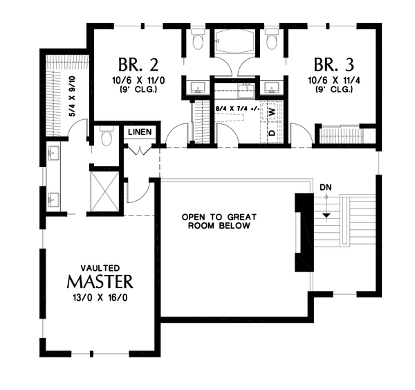 Home Plan - Contemporary Floor Plan - Upper Floor Plan #48-1019